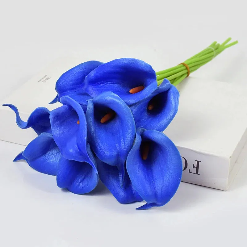 5/10Piece Real Touch Lily Artificial Flowers White Wedding Bouquet Bridal Shower Party Home Flower Decoration Fake Flowers