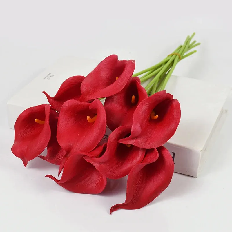 5/10Piece Real Touch Lily Artificial Flowers White Wedding Bouquet Bridal Shower Party Home Flower Decoration Fake Flowers