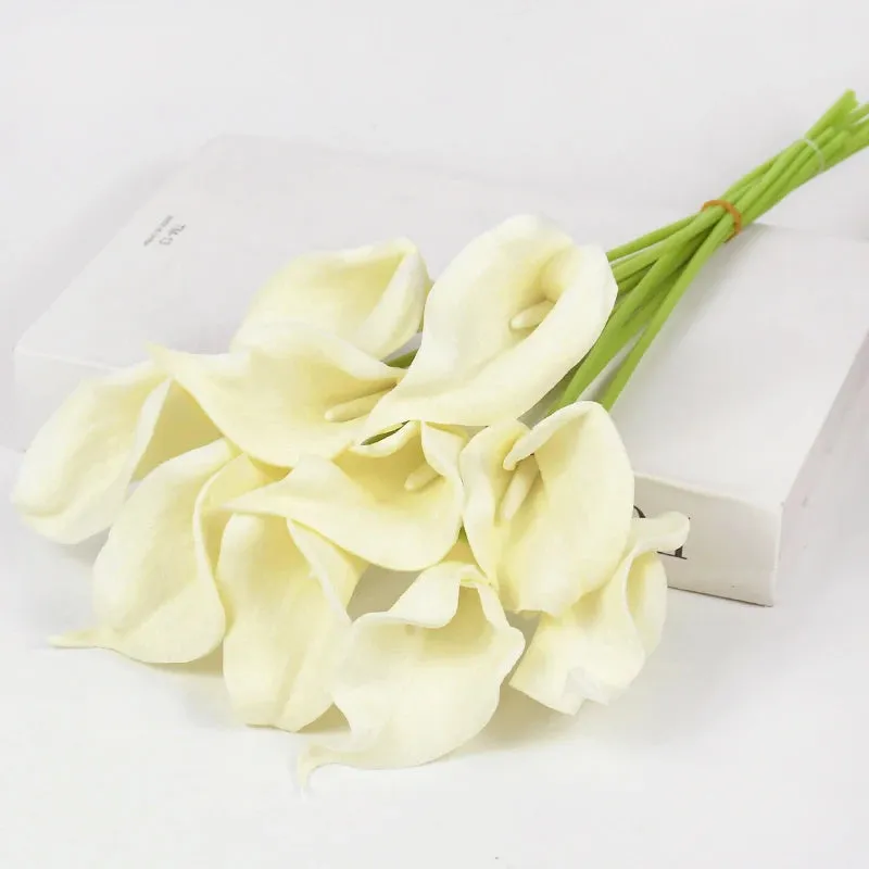 5/10Piece Real Touch Lily Artificial Flowers White Wedding Bouquet Bridal Shower Party Home Flower Decoration Fake Flowers