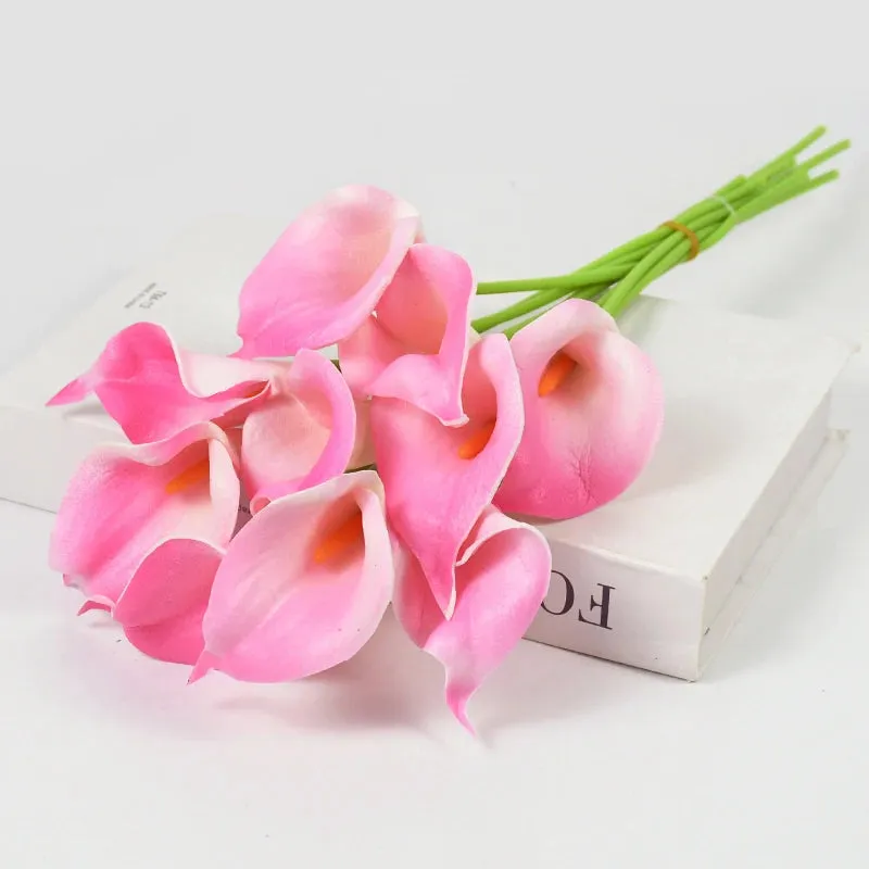 5/10Piece Real Touch Lily Artificial Flowers White Wedding Bouquet Bridal Shower Party Home Flower Decoration Fake Flowers