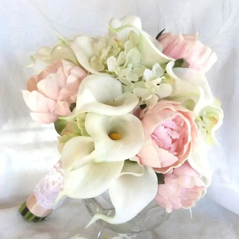 5/10Piece Real Touch Lily Artificial Flowers White Wedding Bouquet Bridal Shower Party Home Flower Decoration Fake Flowers