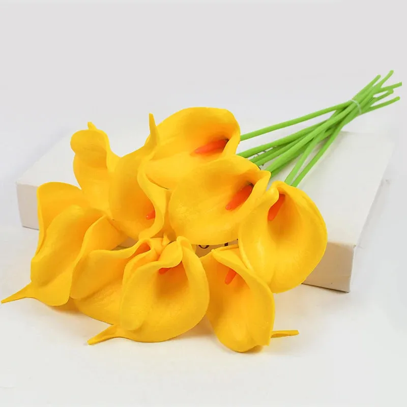 5/10Piece Real Touch Lily Artificial Flowers White Wedding Bouquet Bridal Shower Party Home Flower Decoration Fake Flowers