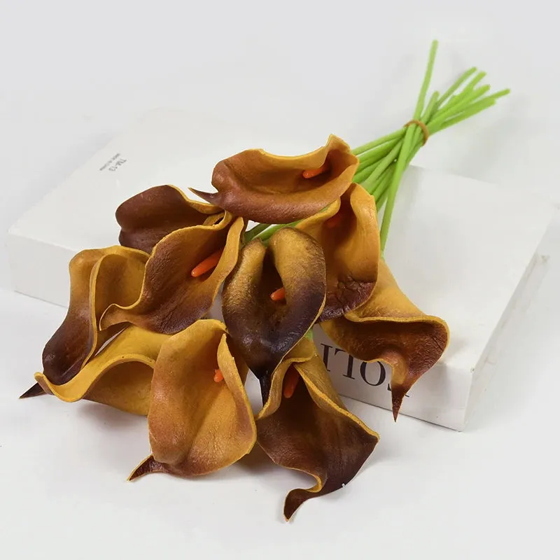 5/10Piece Real Touch Lily Artificial Flowers White Wedding Bouquet Bridal Shower Party Home Flower Decoration Fake Flowers