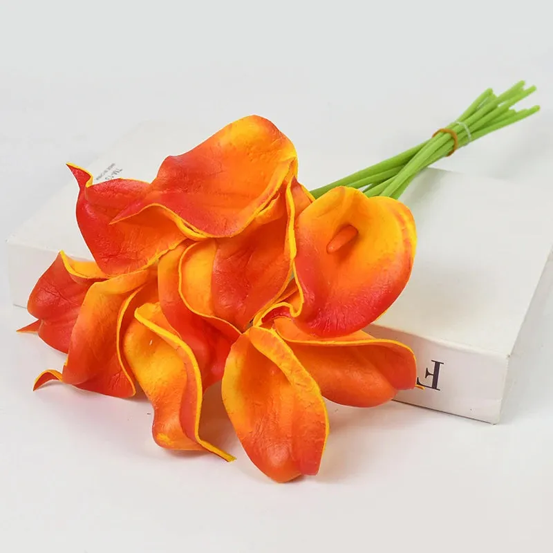 5/10Piece Real Touch Lily Artificial Flowers White Wedding Bouquet Bridal Shower Party Home Flower Decoration Fake Flowers