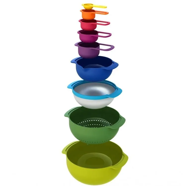 9 Piece Nested Food Preparation Bowl Set - Multicolour