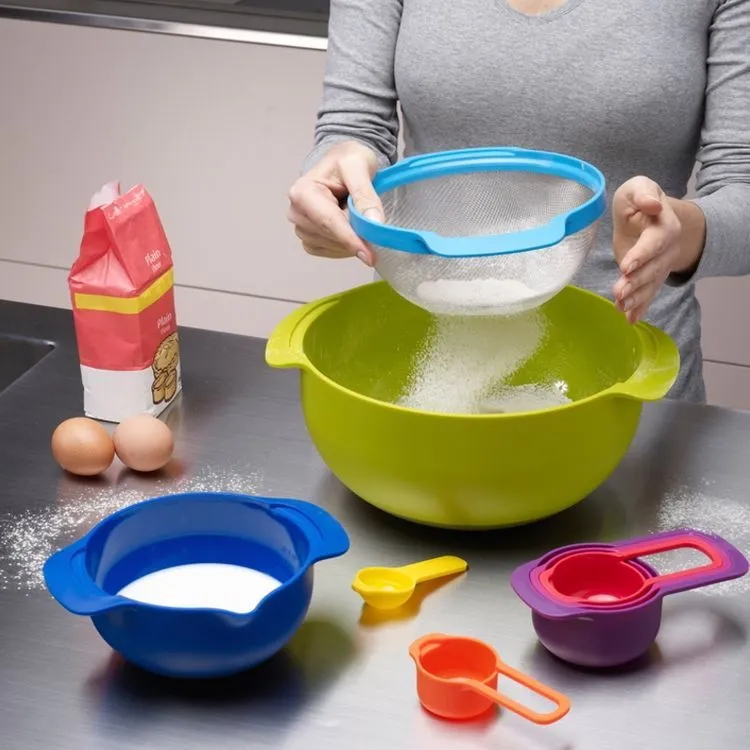 9 Piece Nested Food Preparation Bowl Set - Multicolour