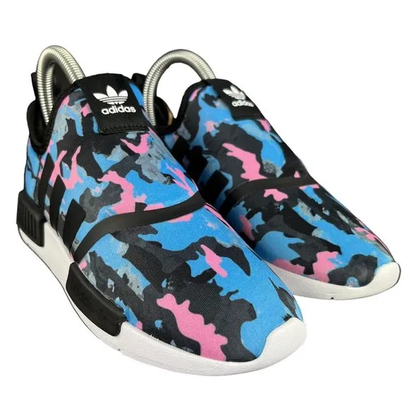 Adidas NMD 360 C Black Blue Pink Camo Slip-On Shoes HP9663 Youth Sizes 12 - 3