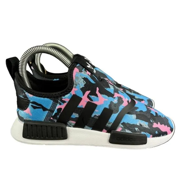 Adidas NMD 360 C Black Blue Pink Camo Slip-On Shoes HP9663 Youth Sizes 12 - 3