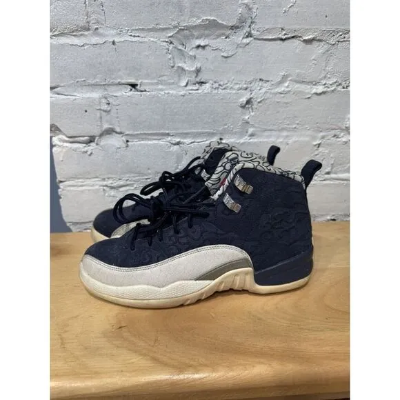 Air Jordan 12 Kids Blue Retro International Flight BV8017-445 Shoes Sz 6.5
