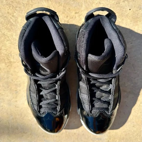 Air Jordan 6 Rings Space Jam Black/White Basketball Kids Shoes - Size 3Y