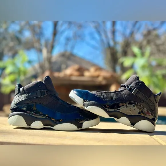 Air Jordan 6 Rings Space Jam Black/White Basketball Kids Shoes - Size 3Y