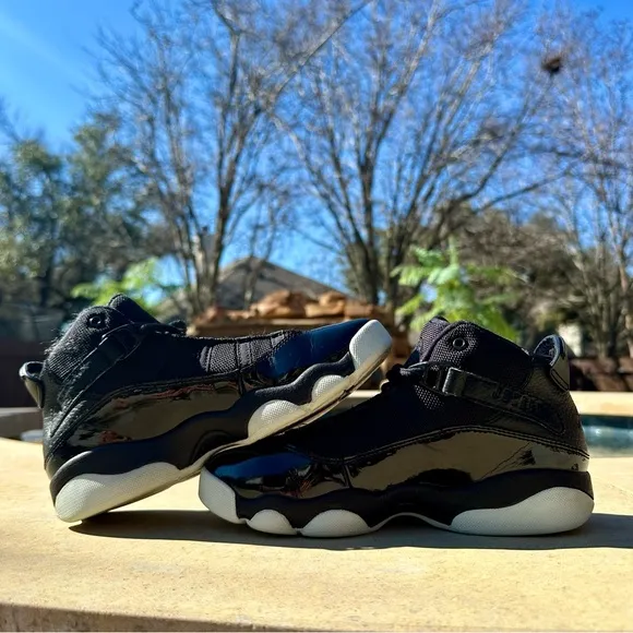 Air Jordan 6 Rings Space Jam Black/White Basketball Kids Shoes - Size 3Y