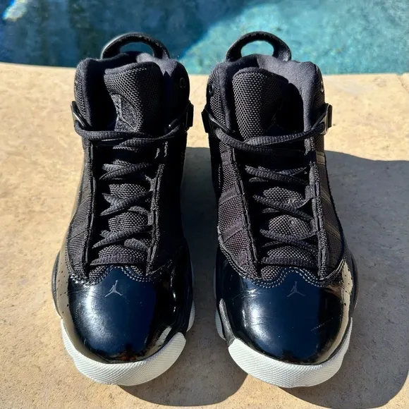 Air Jordan 6 Rings Space Jam Black/White Basketball Kids Shoes - Size 3Y