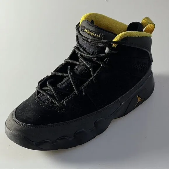 Air Jordan 9 Retro Nike Tennis Shoes High Top Dark Charcoal Sneaker Kids Size 3Y