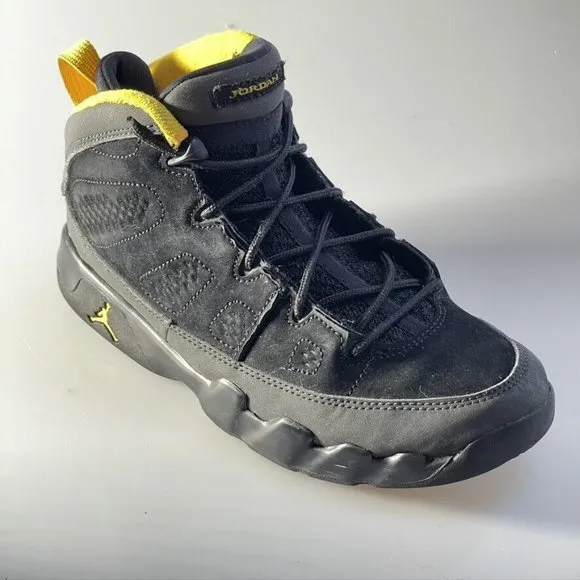 Air Jordan 9 Retro Nike Tennis Shoes High Top Dark Charcoal Sneaker Kids Size 3Y