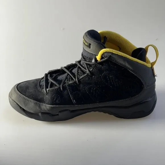Air Jordan 9 Retro Nike Tennis Shoes High Top Dark Charcoal Sneaker Kids Size 3Y