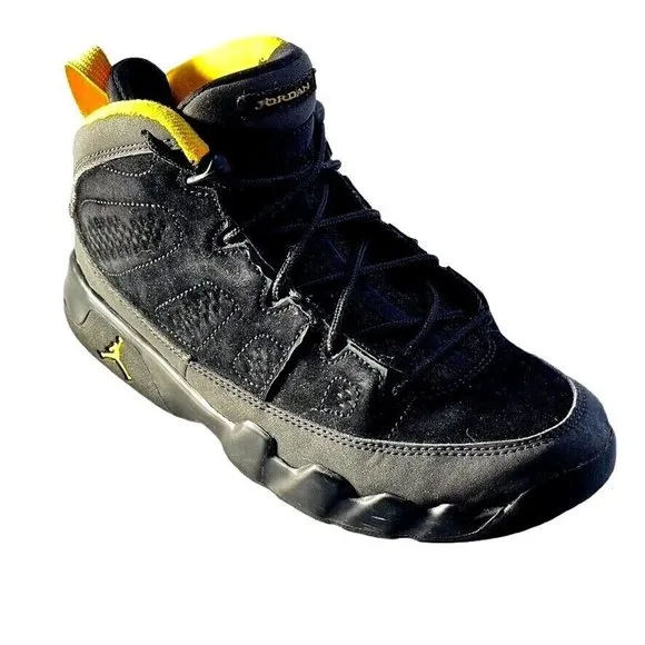 Air Jordan 9 Retro Nike Tennis Shoes High Top Dark Charcoal Sneaker Kids Size 3Y