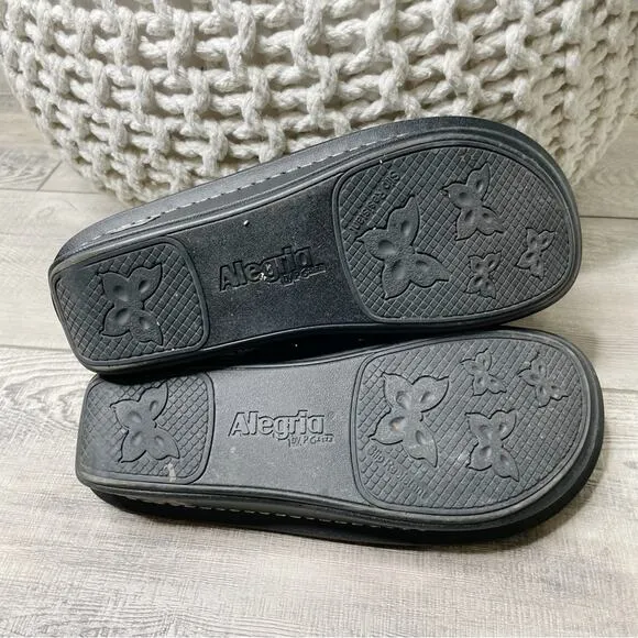 Alegria Jemma Metallic Perforated Leather Crossover Mary Jane Pewter Size 38
