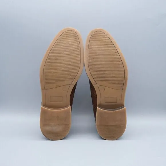 Alfani Tyler Wing-Tip Derby Oxfords Dark Tan Leather Shoes Men's Size 8.5M