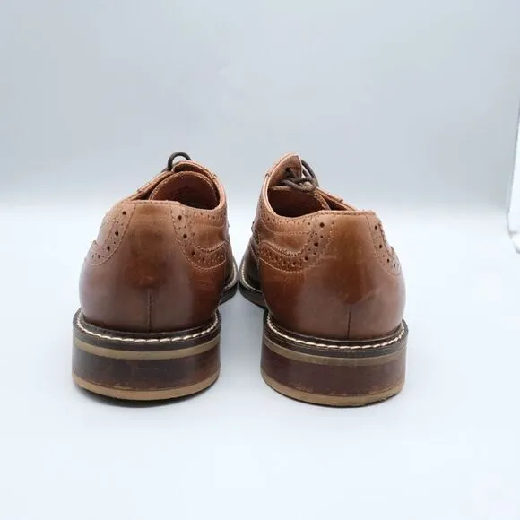 Alfani Tyler Wing-Tip Derby Oxfords Dark Tan Leather Shoes Men's Size 8.5M