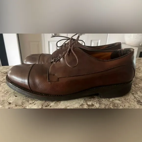 Allen Edmonds Bergland Brown Leather Cap Toe Derby‎ Dress Shoes 9.5 3E #6551 USA