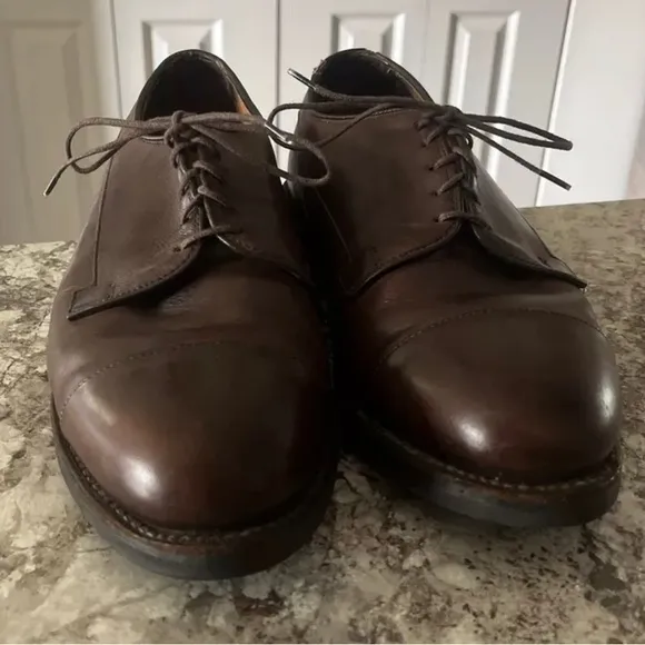 Allen Edmonds Bergland Brown Leather Cap Toe Derby‎ Dress Shoes 9.5 3E #6551 USA
