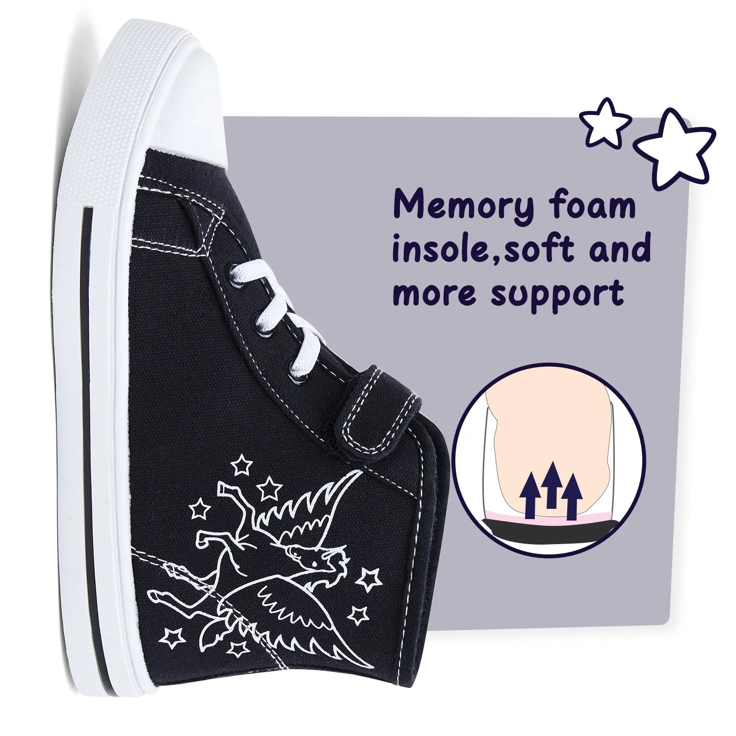 Angel Unicorn High Top Navy Canvas Sneakers