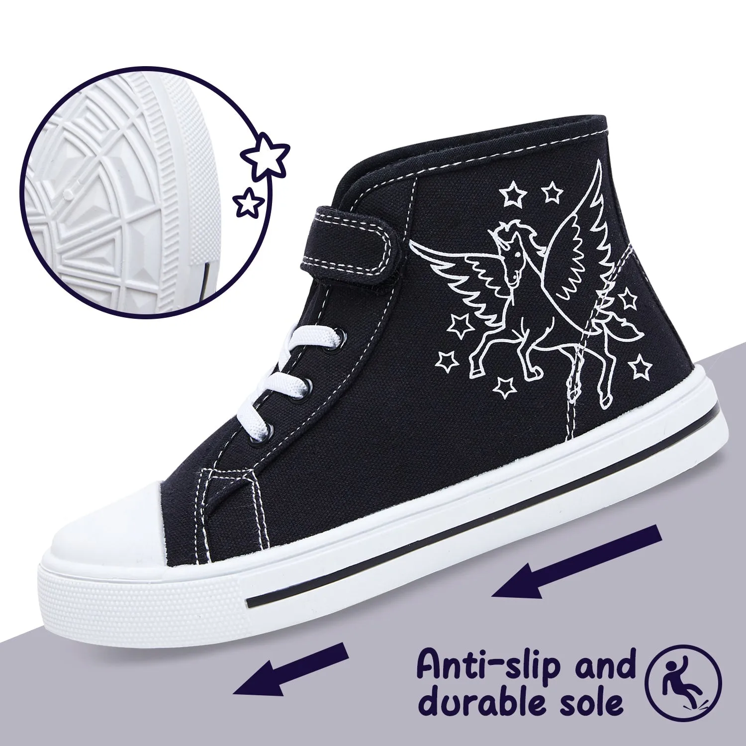 Angel Unicorn High Top Navy Canvas Sneakers