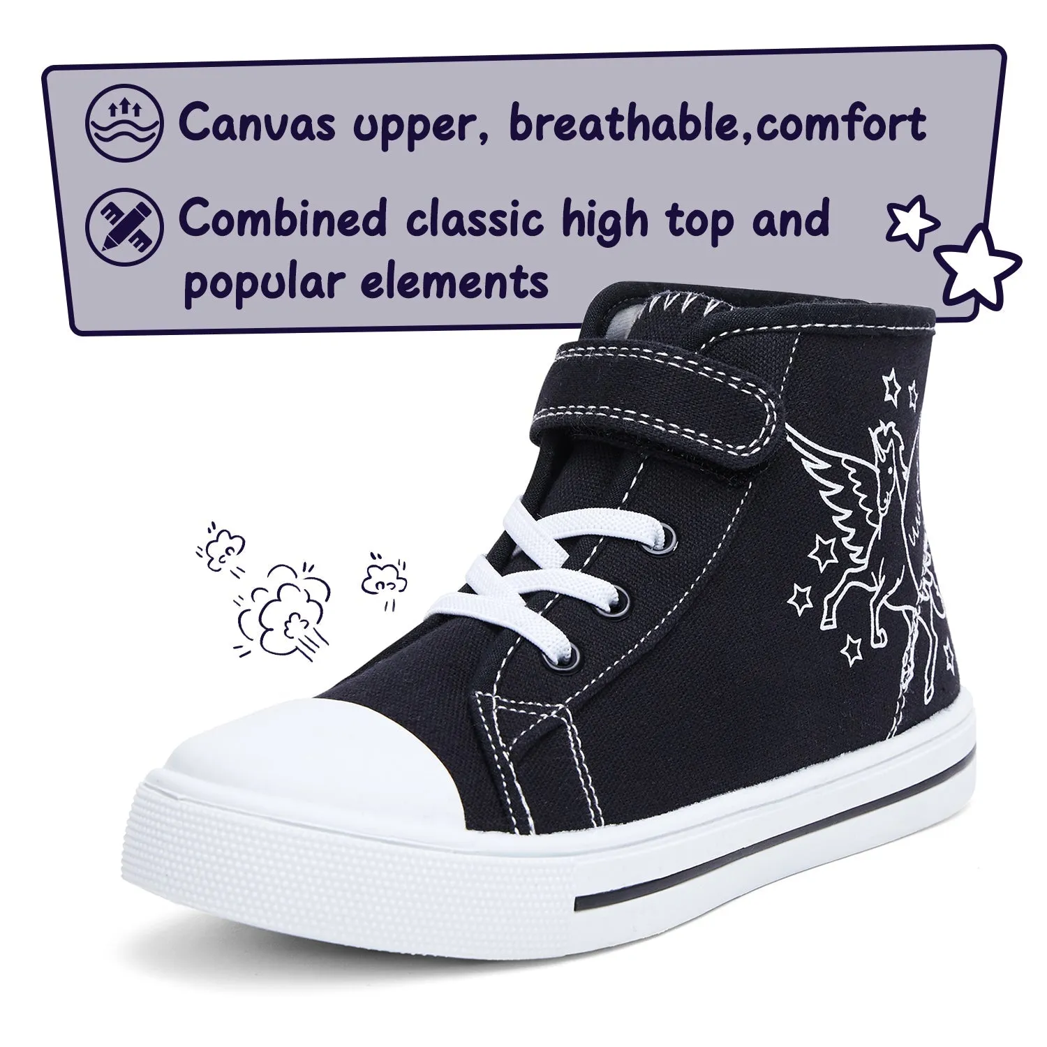 Angel Unicorn High Top Navy Canvas Sneakers