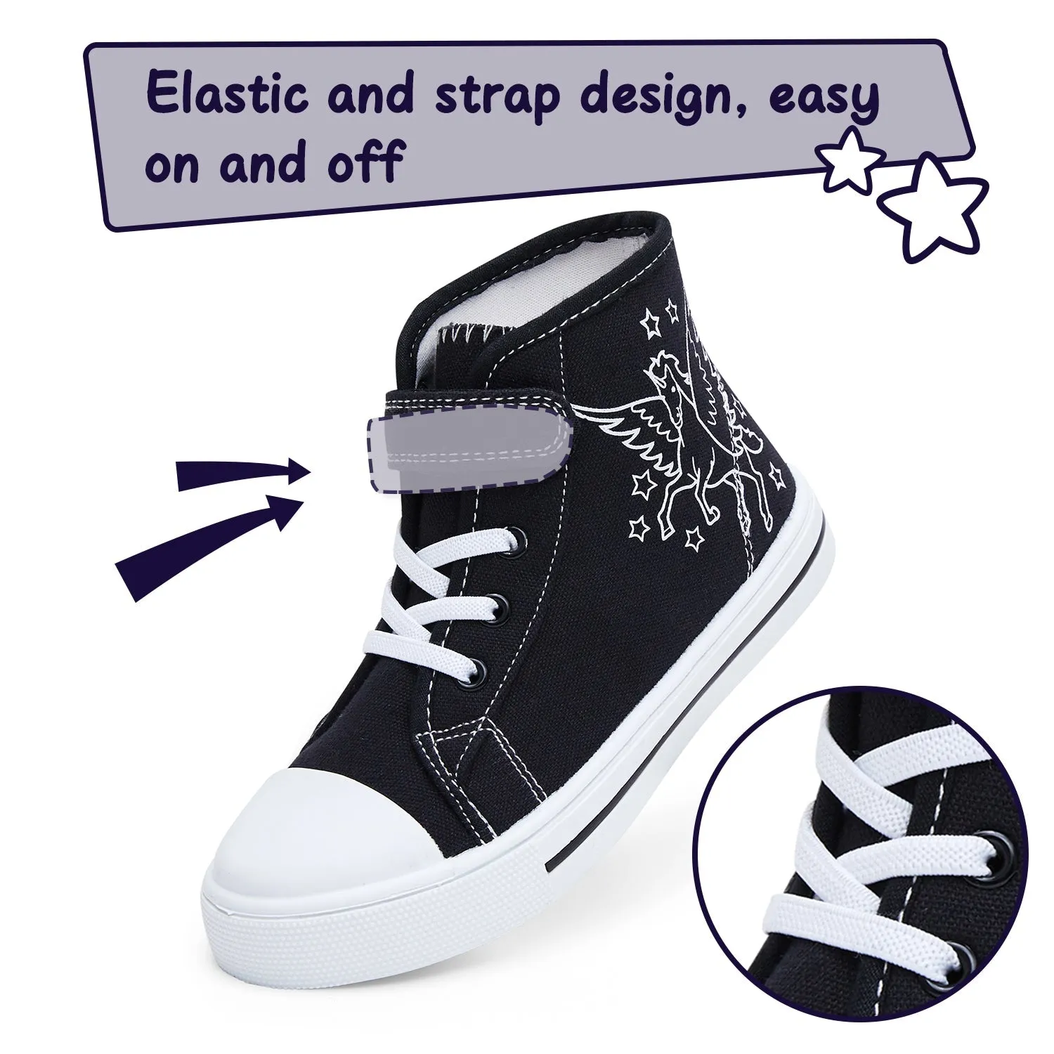 Angel Unicorn High Top Navy Canvas Sneakers