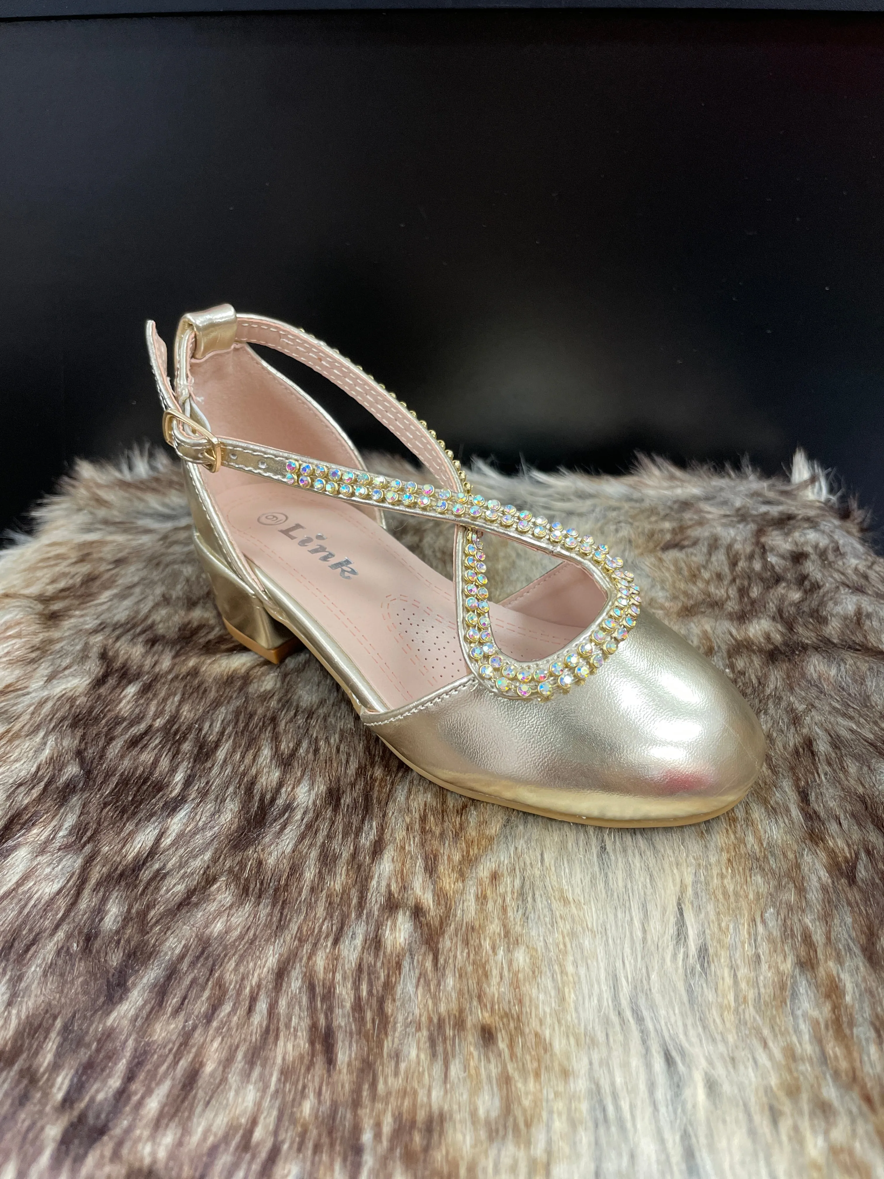Ashely Gold Metallic Girl Shoes