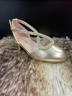 Ashely Gold Metallic Girl Shoes