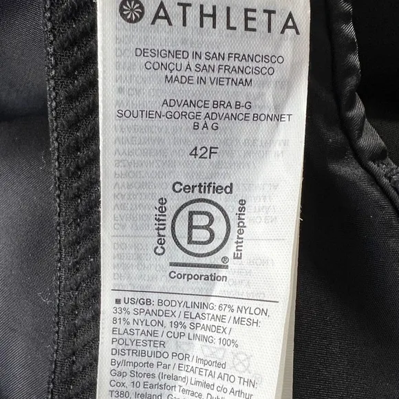 Athleta Advance Sports Bra Black Size 42F