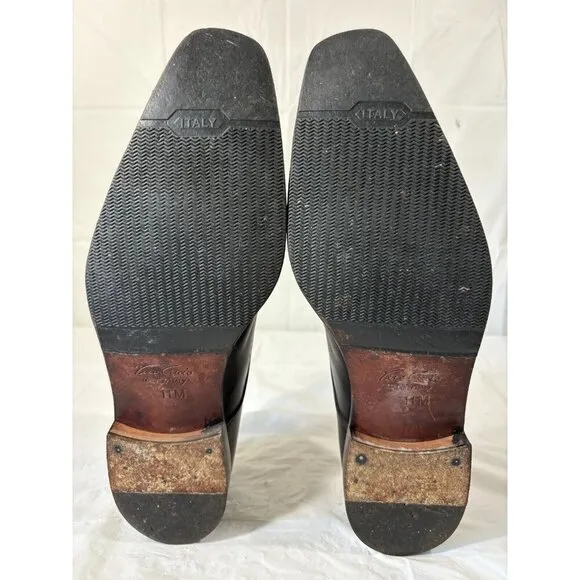 Barneys New York Mens 11 M Brown Leather Square Toe Oxfords Dress Shoes Italy