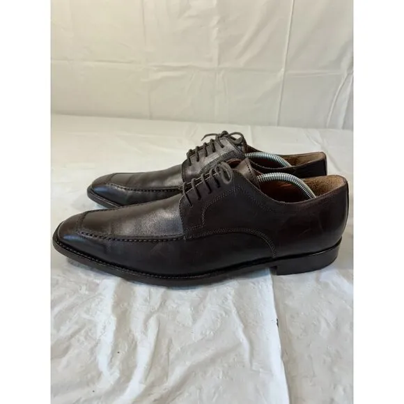 Barneys New York Mens 11 M Brown Leather Square Toe Oxfords Dress Shoes Italy