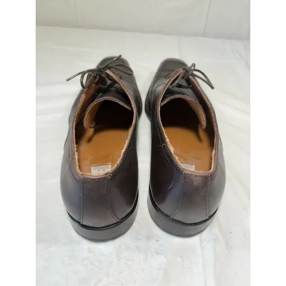 Barneys New York Mens 11 M Brown Leather Square Toe Oxfords Dress Shoes Italy