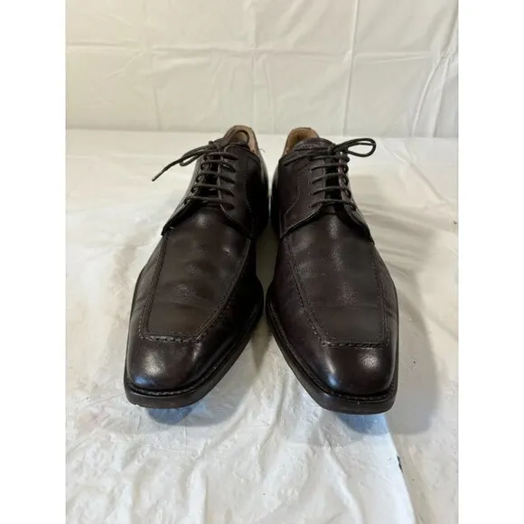 Barneys New York Mens 11 M Brown Leather Square Toe Oxfords Dress Shoes Italy