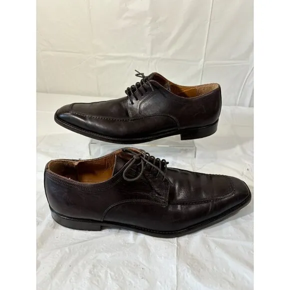 Barneys New York Mens 11 M Brown Leather Square Toe Oxfords Dress Shoes Italy