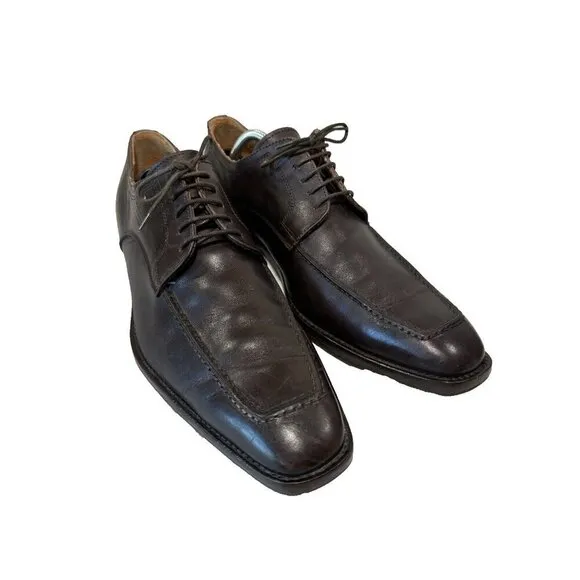 Barneys New York Mens 11 M Brown Leather Square Toe Oxfords Dress Shoes Italy