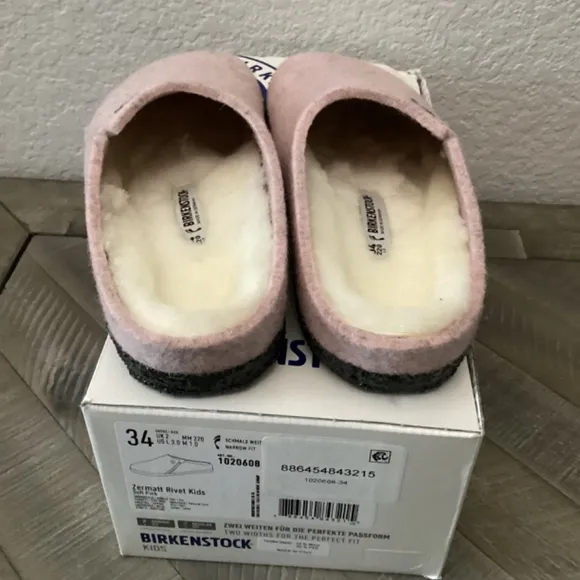BIRKENSTOCK Kids' Zermatt Genuine Shearling Lined Slipper, size 3-3.5US …