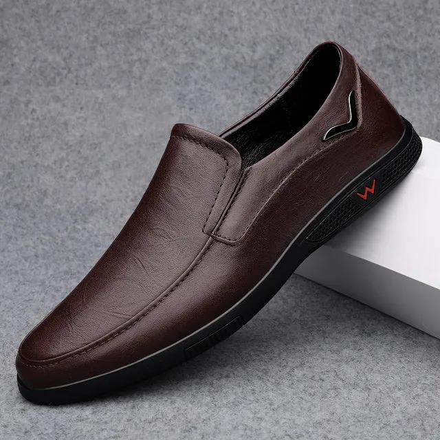 Black Leather Casual Shoes Men's