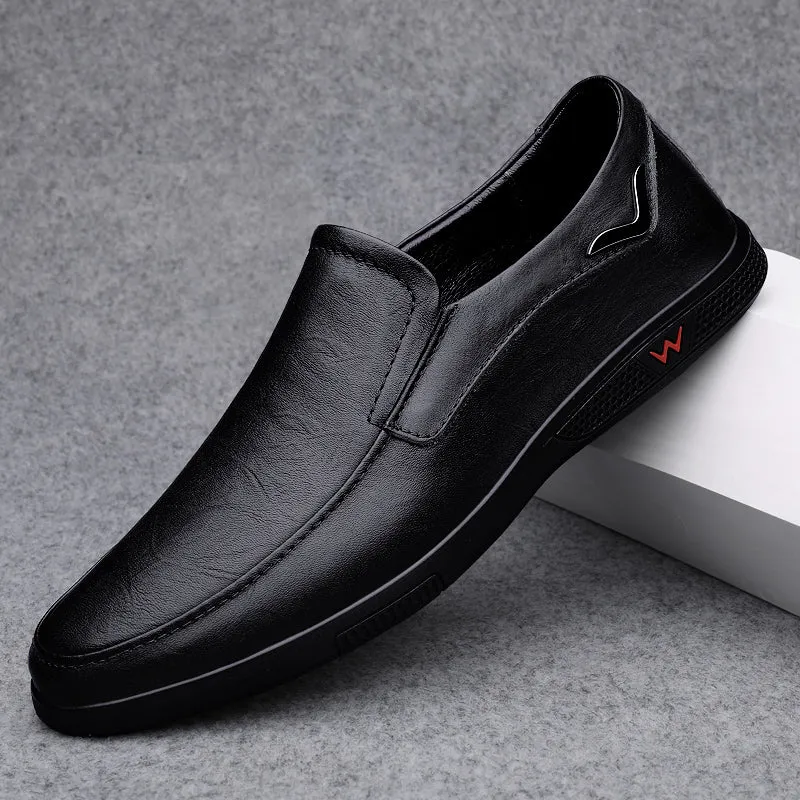 Black Leather Casual Shoes Men's
