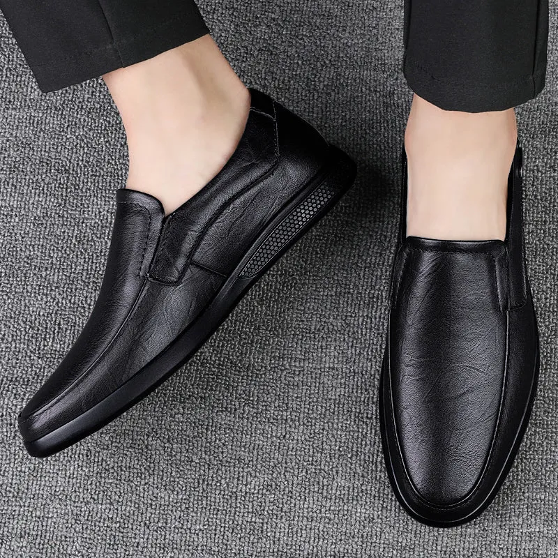 Black Leather Casual Shoes Men's