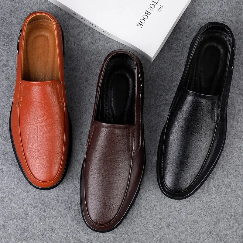 Black Leather Casual Shoes Men's