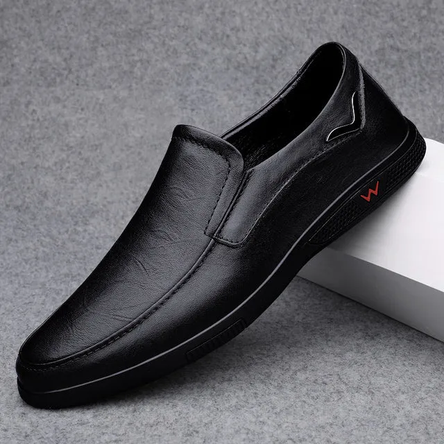 Black Leather Casual Shoes Men's