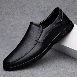 Black Leather Casual Shoes Men's