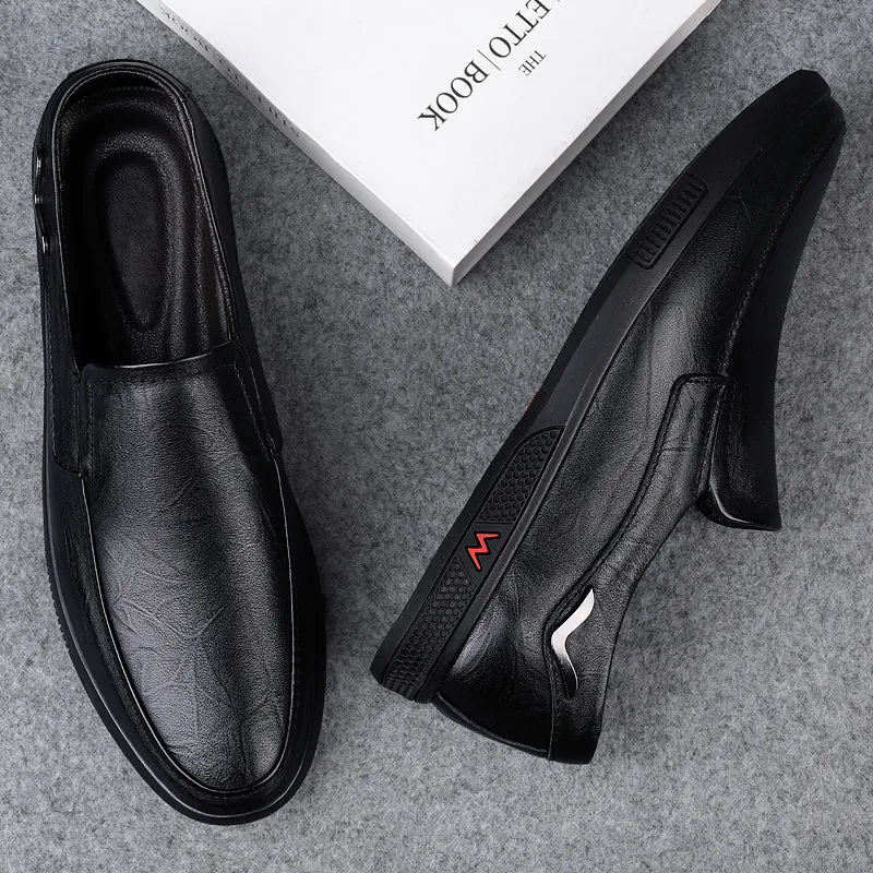 Black Leather Casual Shoes Men's