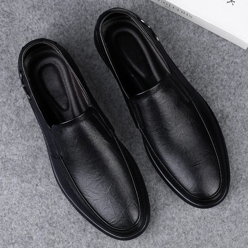 Black Leather Casual Shoes Men's