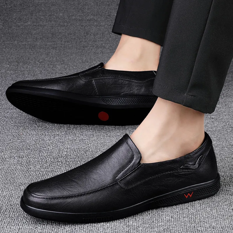 Black Leather Casual Shoes Men's