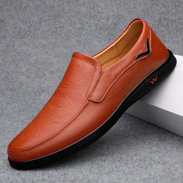 Black Leather Casual Shoes Men's